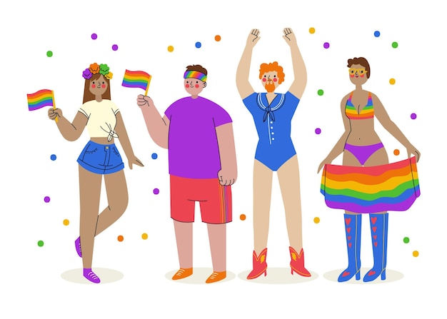 Free Vector organic flat pride day people collection