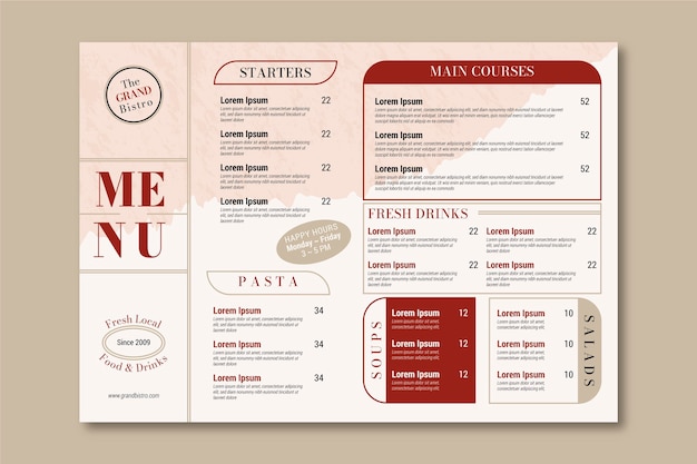 Free Vector organic flat rustic restaurant menu template