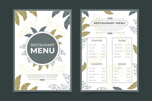 Free Vector organic flat rustic restaurant menu template