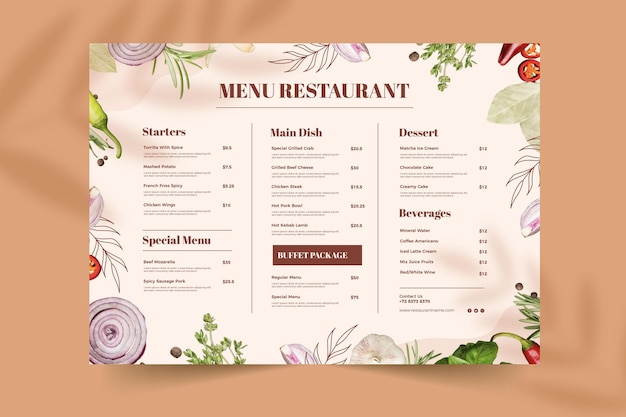 Free Vector organic flat rustic restaurant menu