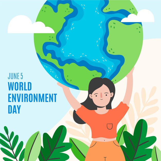 Organic flat world environment day illustration