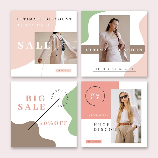 Free Vector organic sale ig post collection