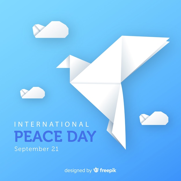 Free Vector origami peace day with dove