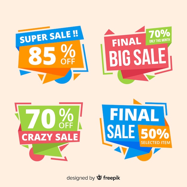 Free vector origami sale banner collectio