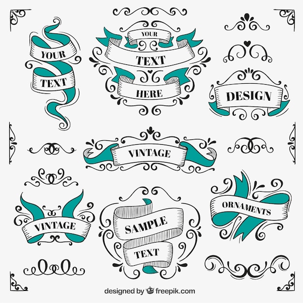 Free Vector ornamental banners in retro style