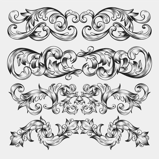 Ornamental hand drawn realistic border