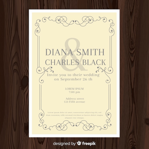 Free Vector ornamental wedding card template