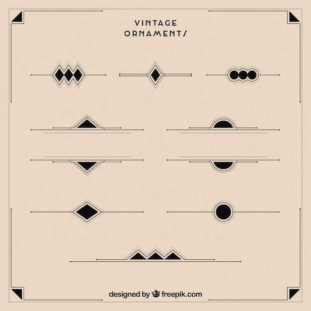 Free vector ornaments collection in vintage style