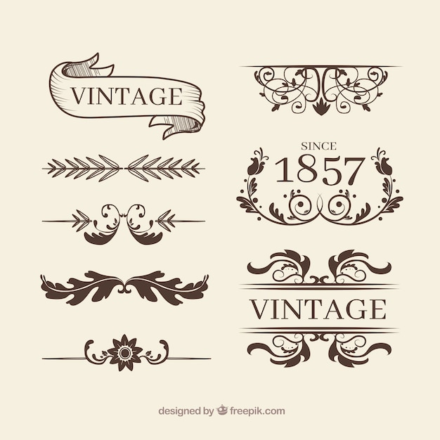 Ornaments collection in vintage style