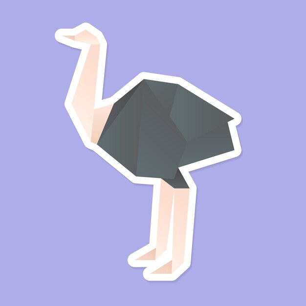 Ostrich origami paper polygon vector