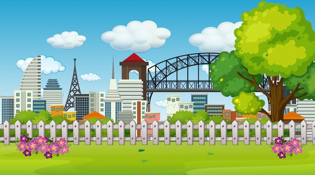 Free vector outdoor city park scene