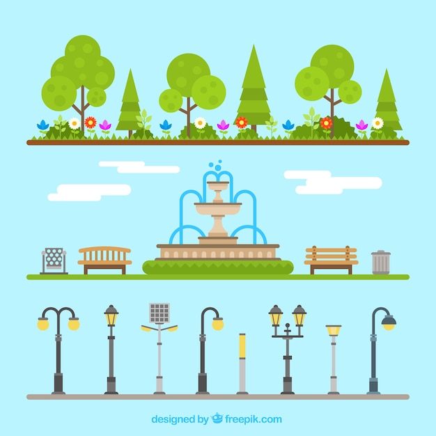 Free vector outdoor park elements