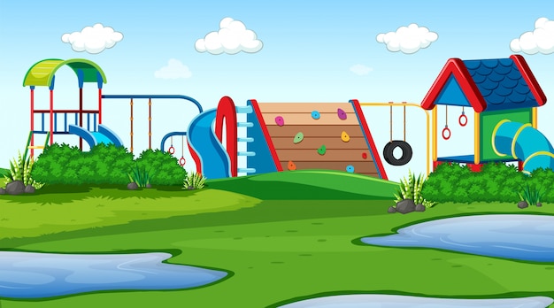 Free vector outdoor park playground scene