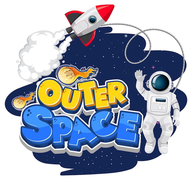 Free Vector outer space logo with astronaut and spaceship