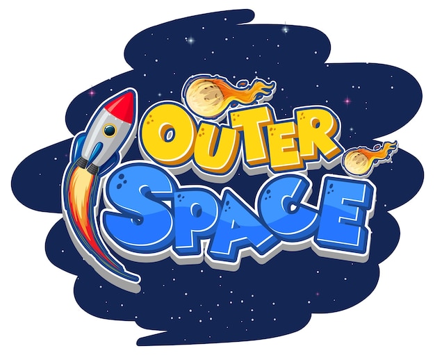 Free Vector outer space logo with spaceship