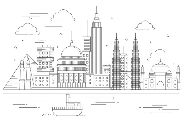 Outline landmarks skyline