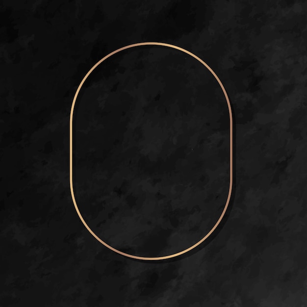 Free Vector oval gold frame on black marble background