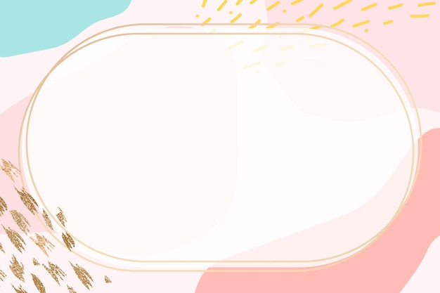 Free Vector oval gold frame on colorful memphis pattern background