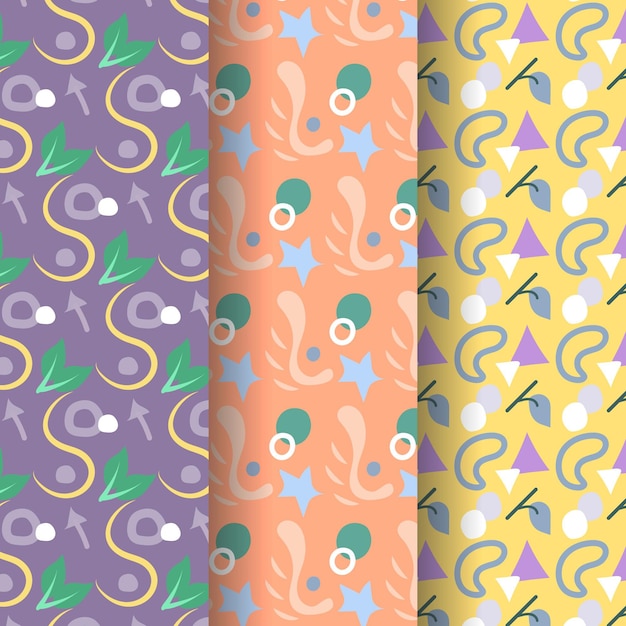 Free Vector pack of abstract hand drawn pattern