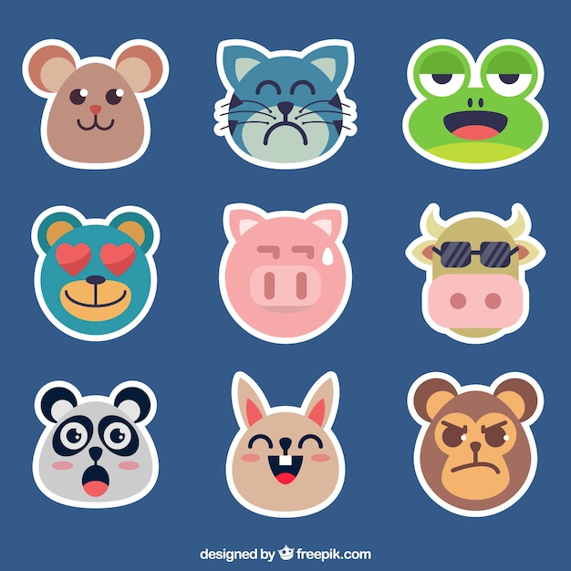 Free Vector pack of animal emoticons