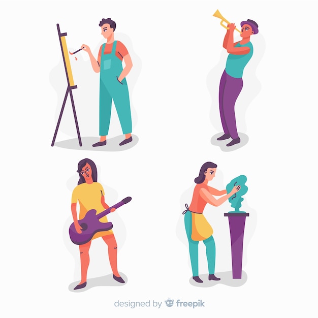 Free Vector pack of artists at work