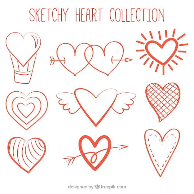 Pack of beautiful heart sketches