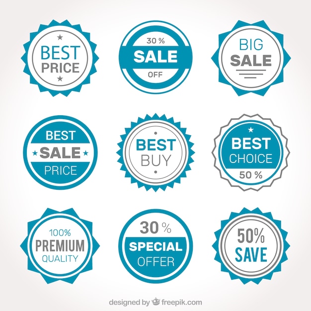 Free Vector pack of blue and gray sales labels