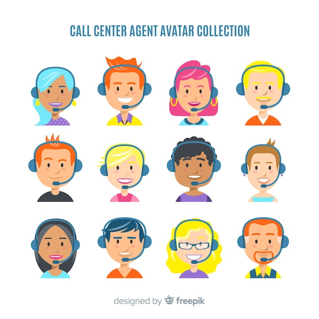 Free Vector pack of call center avatars