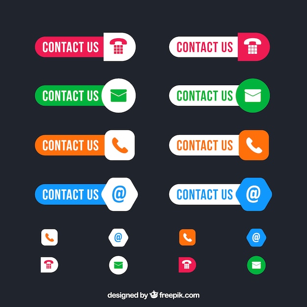 Free vector pack of colored contact buttons