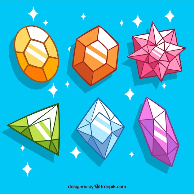 Free Vector pack of colored gemstones