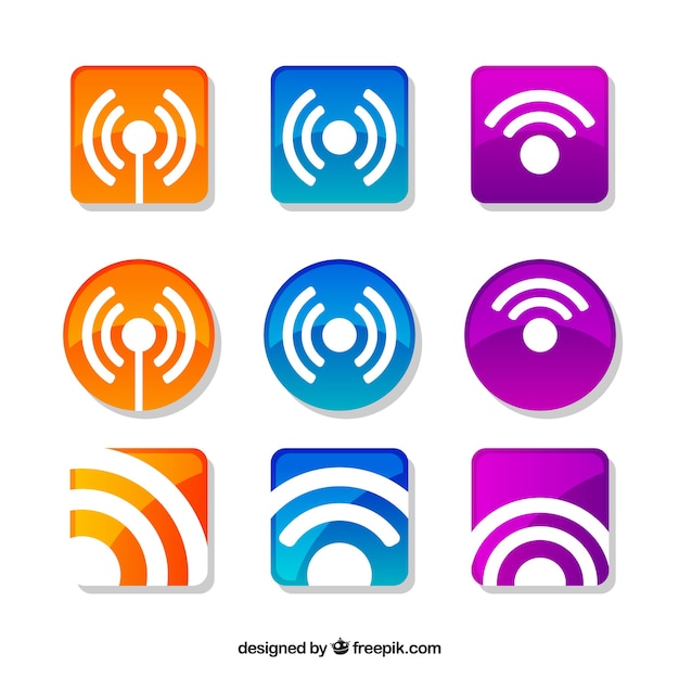 Free Vector pack of colored wifi stickers