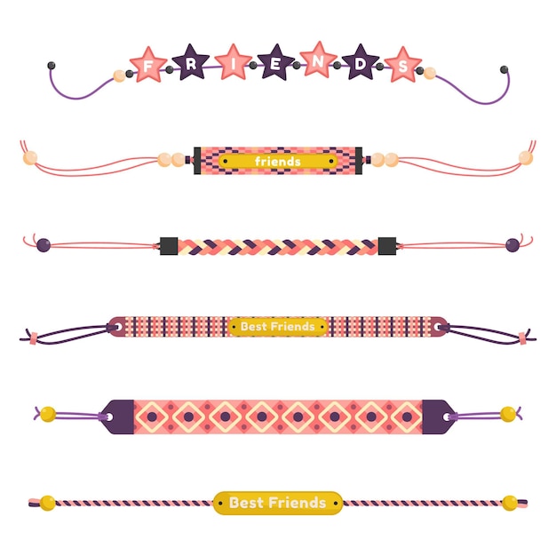 Free Vector pack colorful friendship bands