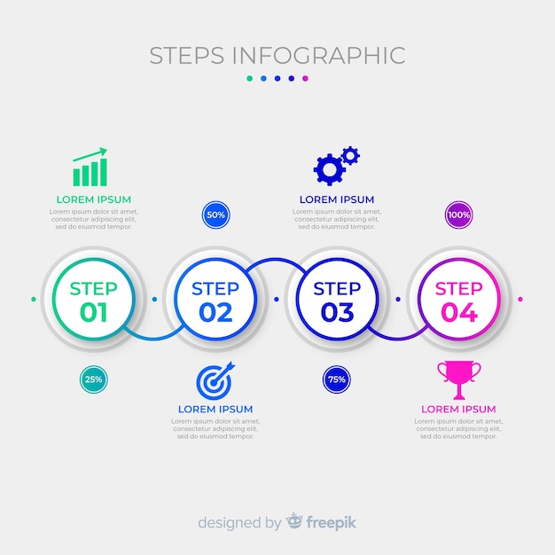 Free Vector pack of colorful infographic steps