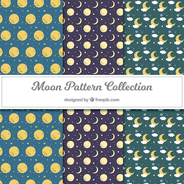 Free vector pack of decorative patterns with moons and stars