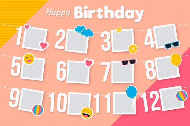 Free Vector pack of drawn birthday collage frames