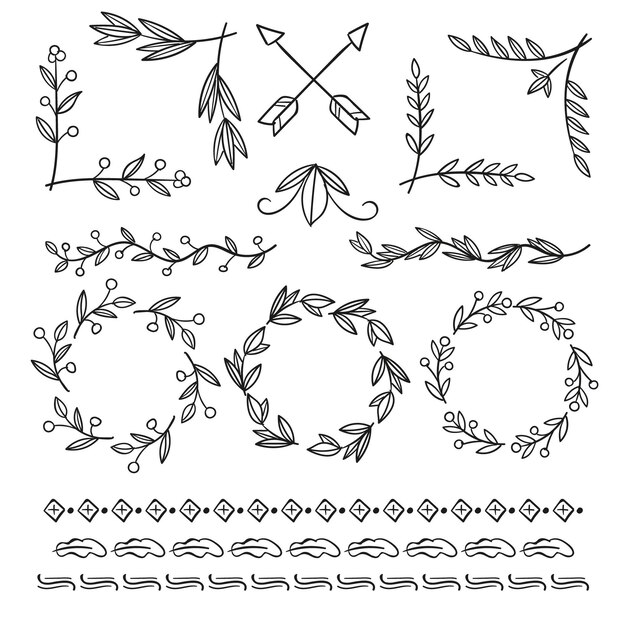 Pack of elegant ornamental elements