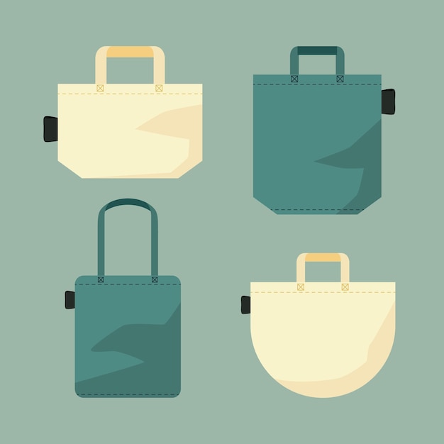 Free Vector pack of flat design fabric bag