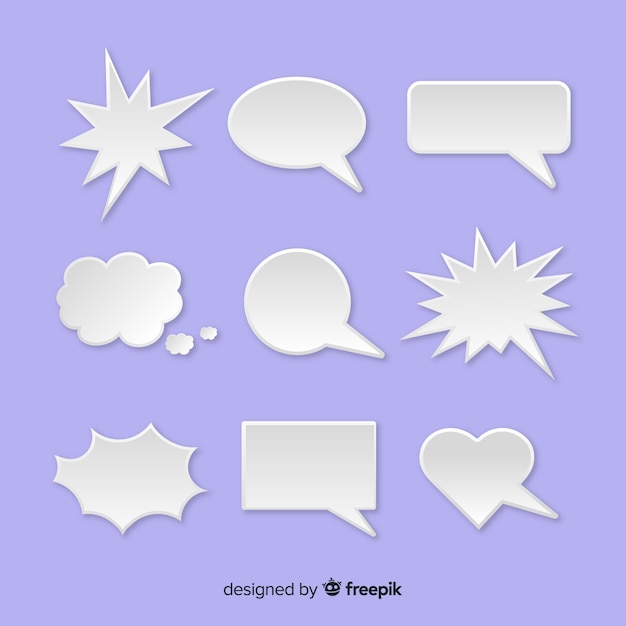 Free Vector pack of flat speech bubble in paper style