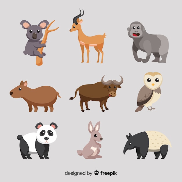 Free Vector pack of flat tropical animals