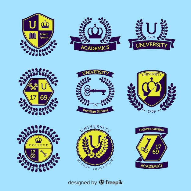 Free Vector pack of flat university logos