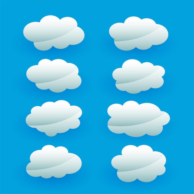 Free Vector pack of fluffy clouds icon for natural climate