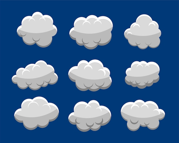 Free Vector pack of fluffy clouds symbol design for atmosphere