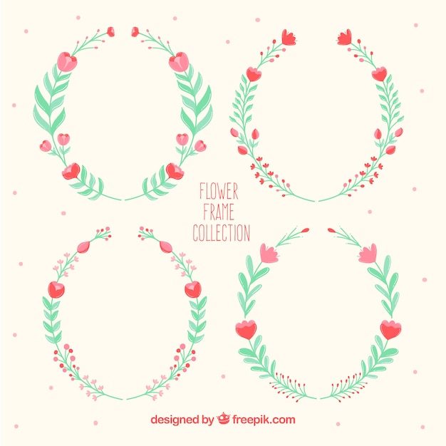 Free Vector pack of four decorative flower wreaths