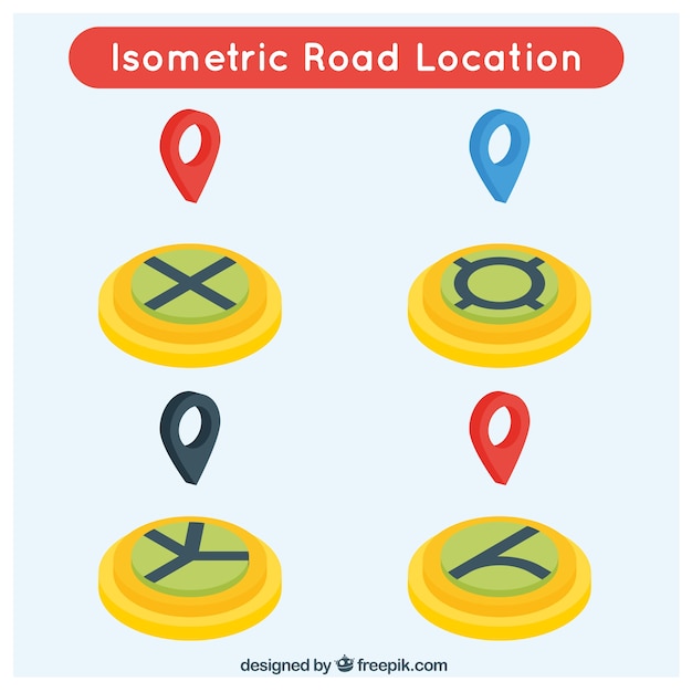 Free vector pack of four isometric road locations