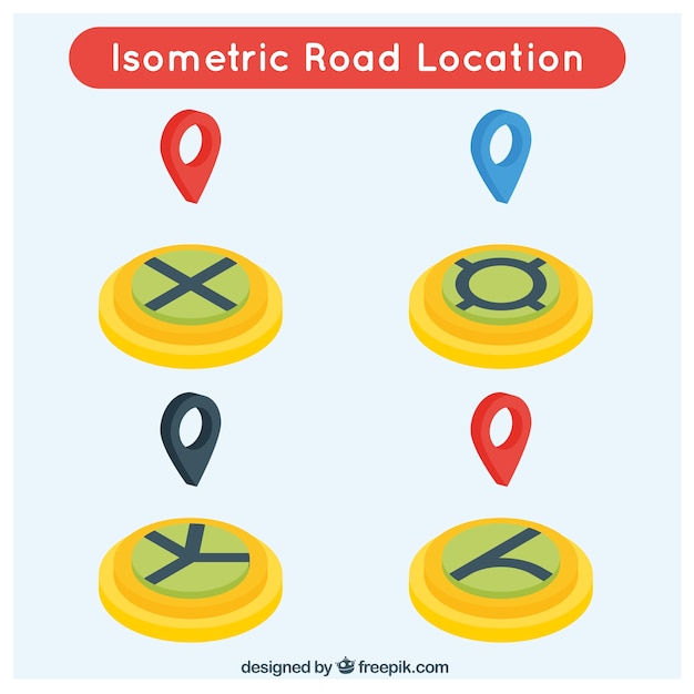 Pack of four isometric road locations