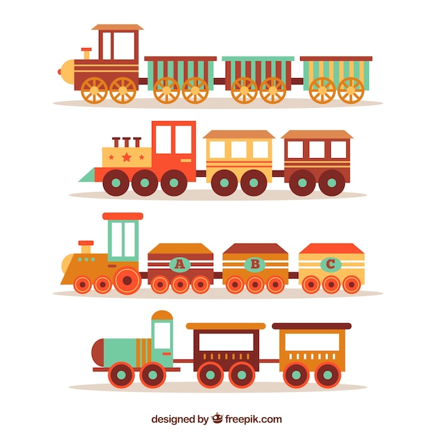 Pack of four trains in retro style