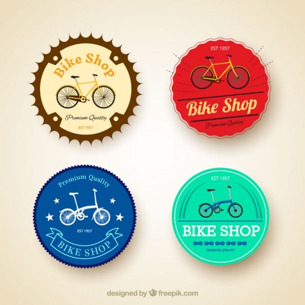 Free Vector pack of four vintage bicycles 