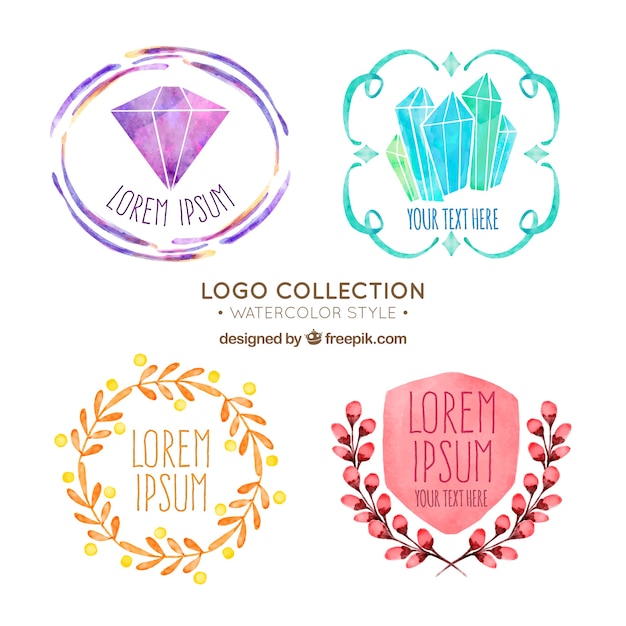 Free Vector pack of four watercolor logos