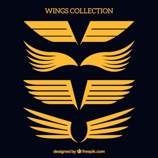 Free Vector pack of four wings in flat design