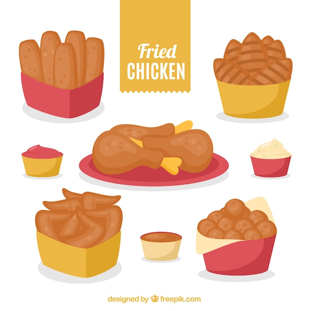 Free Vector pack of fried chicken